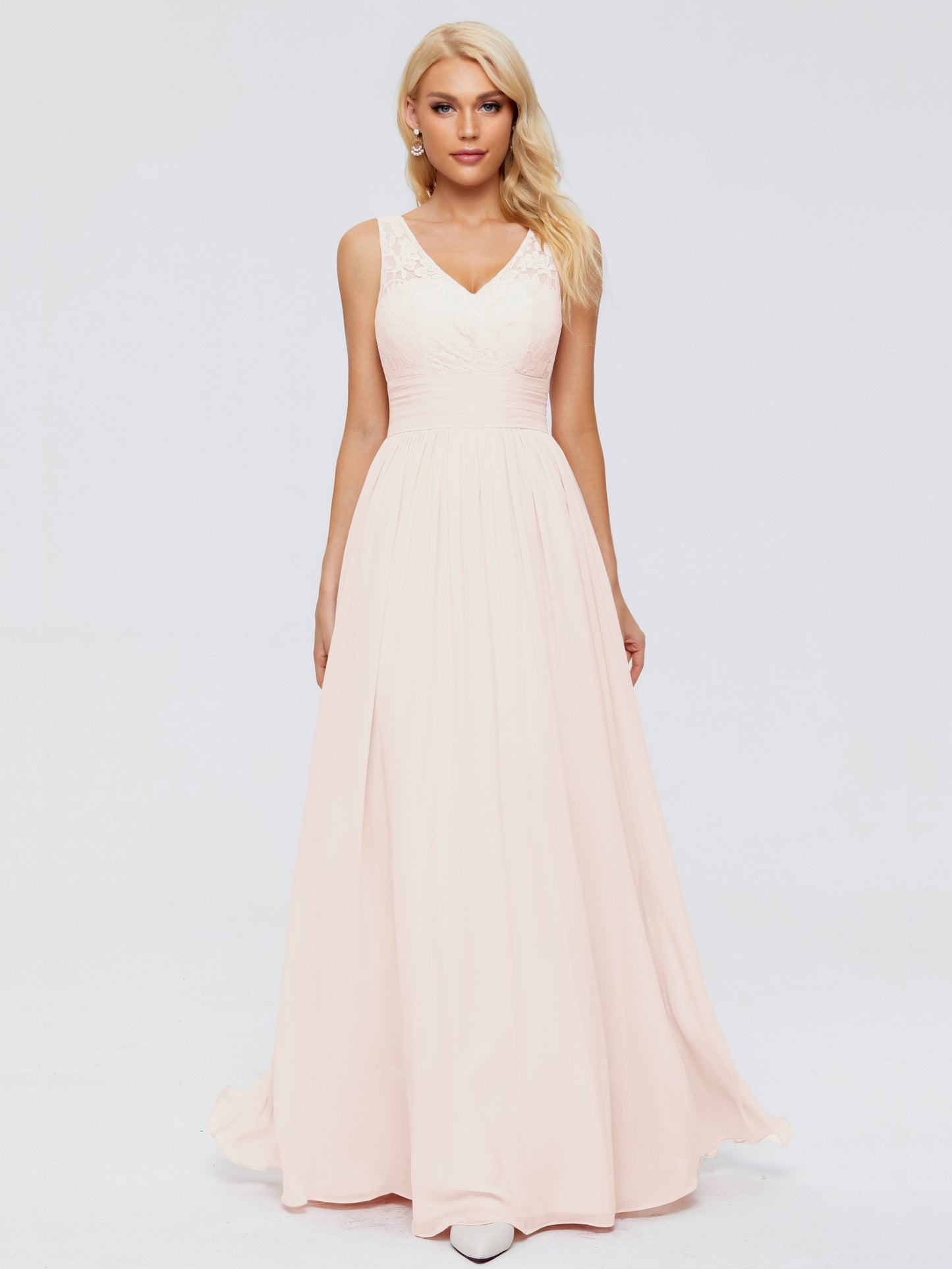 Valerie A-line V Neck Straps Chiffon Bridesmaid Dresses