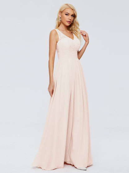 Valerie A-line V Neck Straps Chiffon Bridesmaid Dresses