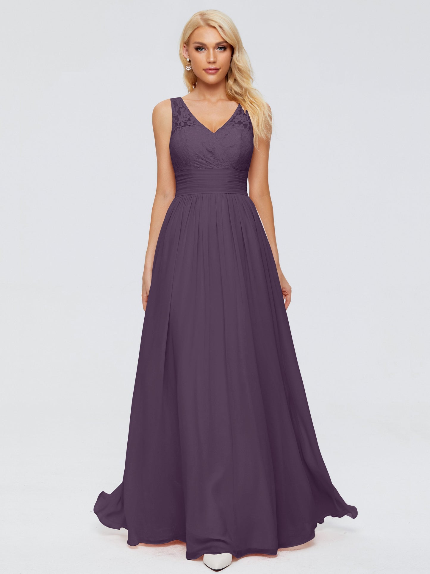 Valerie A-line V Neck Straps Chiffon Bridesmaid Dresses