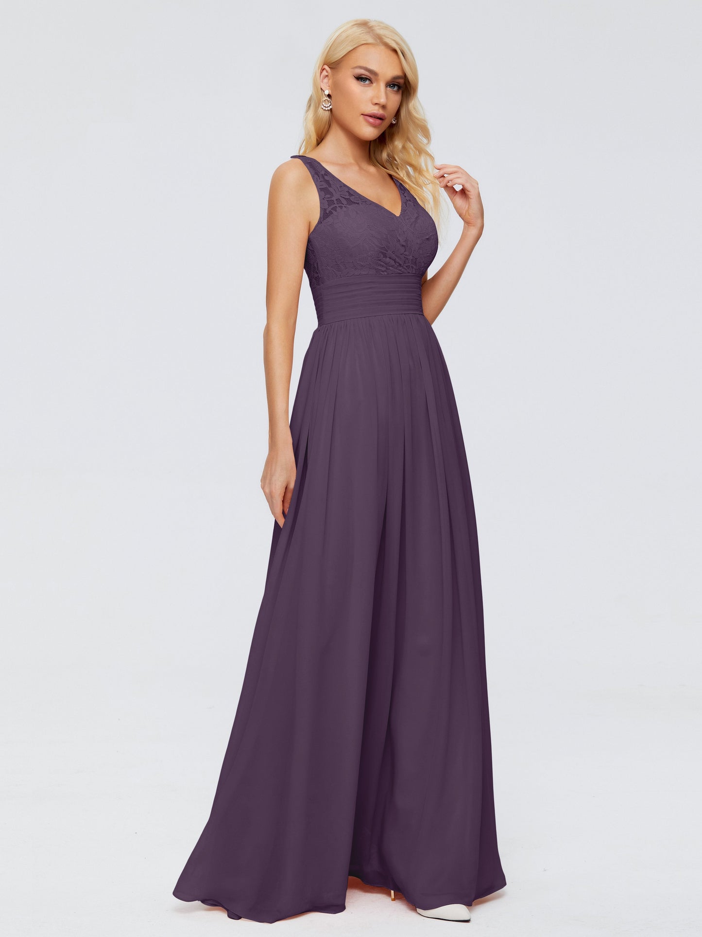 Valerie A-line V Neck Straps Chiffon Bridesmaid Dresses