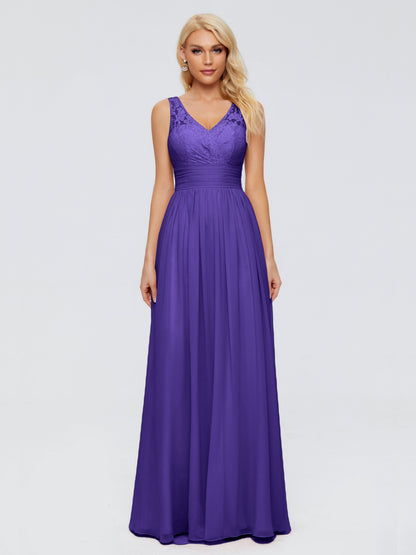 Valerie A-line V Neck Straps Chiffon Bridesmaid Dresses