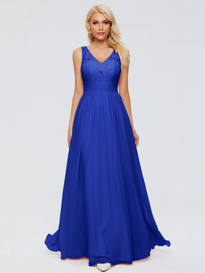 Valerie A-line V Neck Straps Chiffon Bridesmaid Dresses