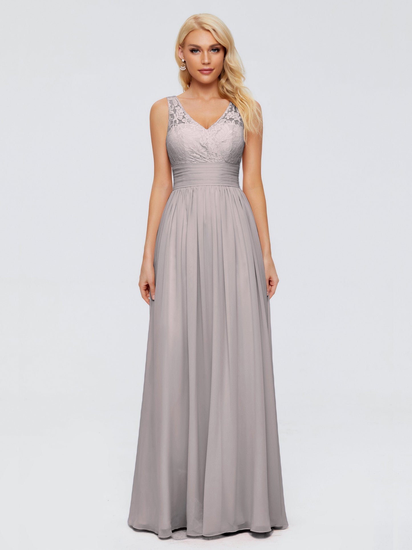 Valerie A-line V Neck Straps Chiffon Bridesmaid Dresses