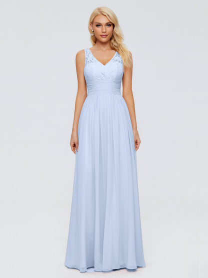 Valerie A-line V Neck Straps Chiffon Bridesmaid Dresses