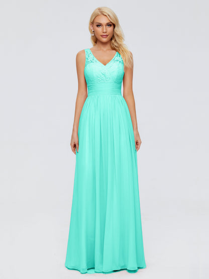 Valerie A-line V Neck Straps Chiffon Bridesmaid Dresses