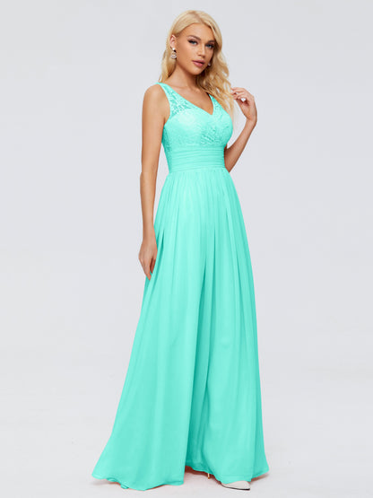 Valerie A-line V Neck Straps Chiffon Bridesmaid Dresses