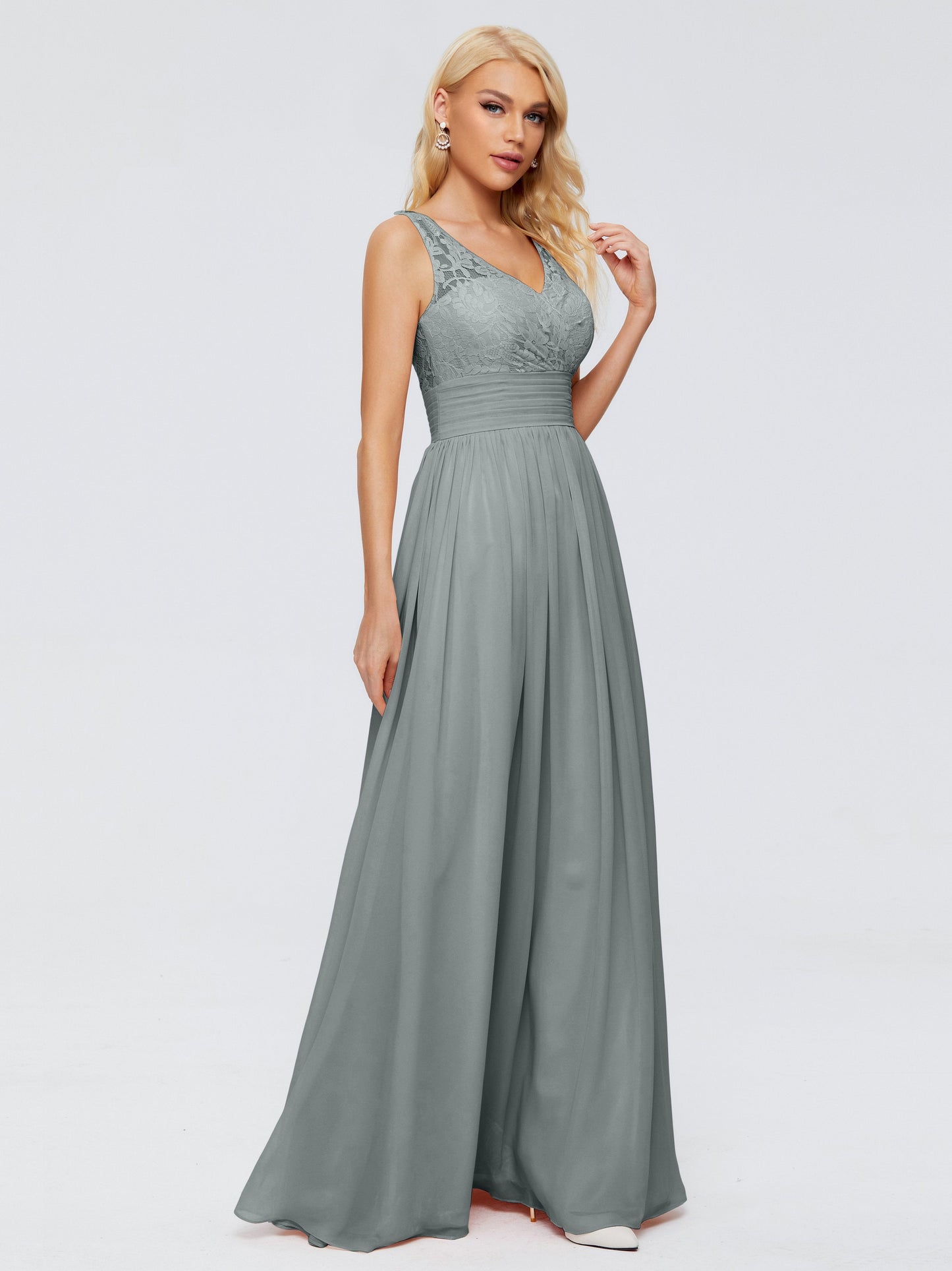 Valerie A-line V Neck Straps Chiffon Bridesmaid Dresses