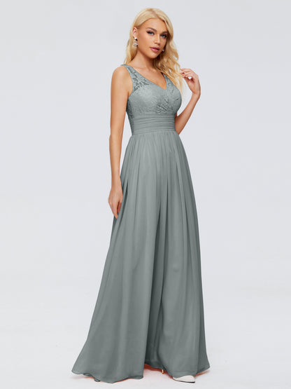Valerie A-line V Neck Straps Chiffon Bridesmaid Dresses