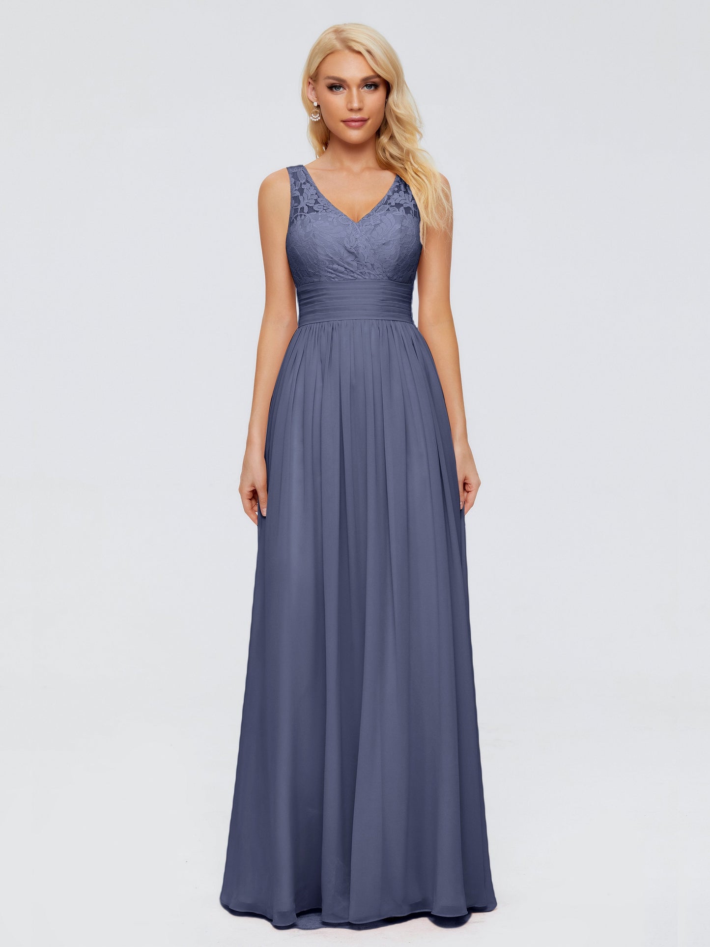 Valerie A-line V Neck Straps Chiffon Bridesmaid Dresses