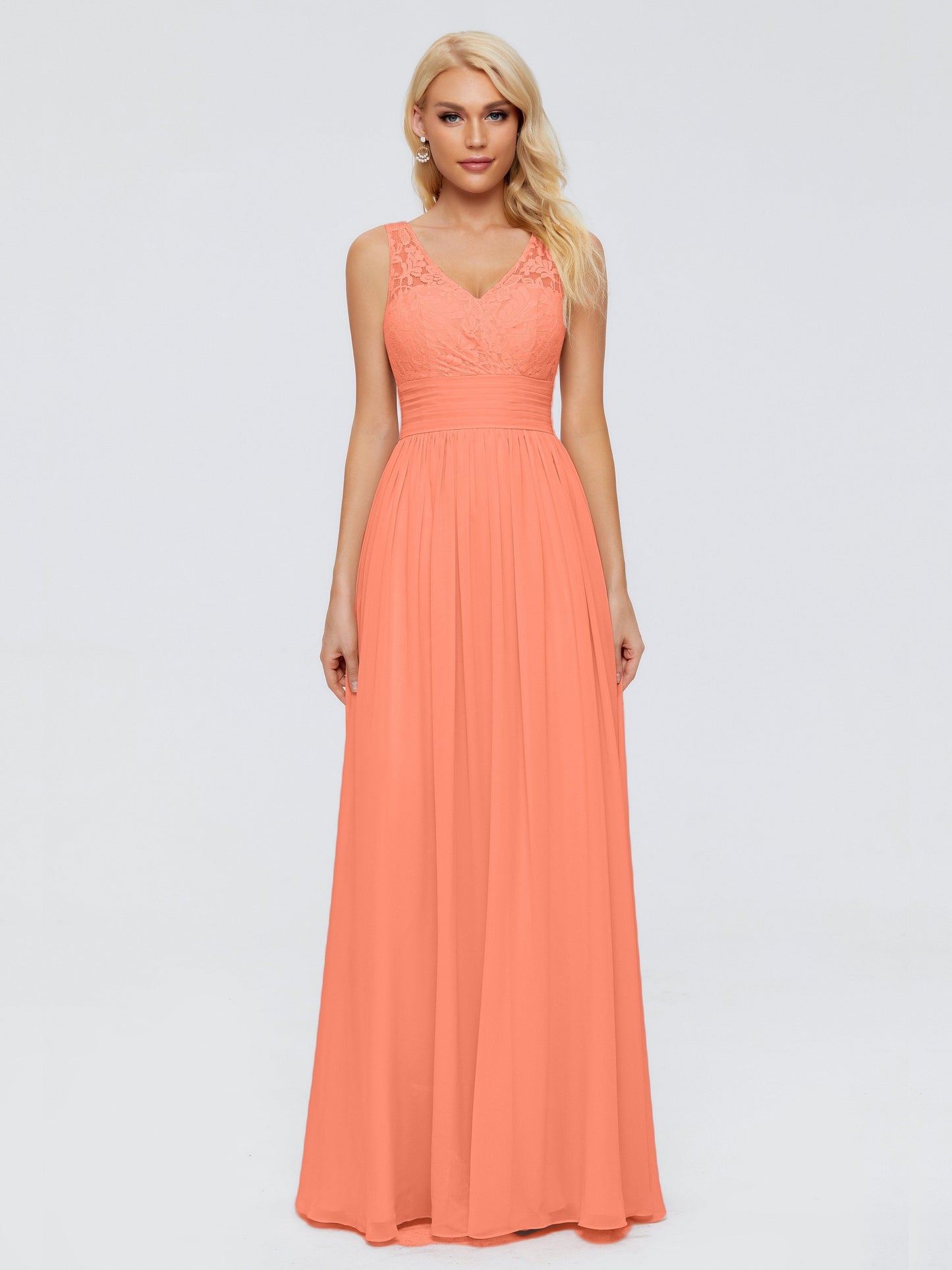 Valerie A-line V Neck Straps Chiffon Bridesmaid Dresses