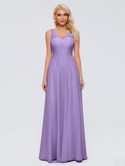 Valerie A-line V Neck Straps Chiffon Bridesmaid Dresses