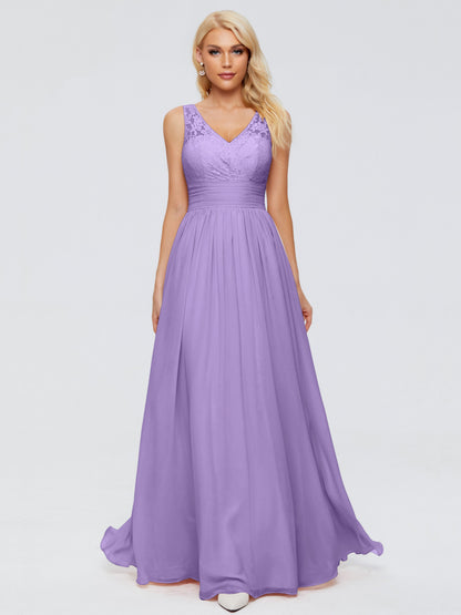 Valerie A-line V Neck Straps Chiffon Bridesmaid Dresses