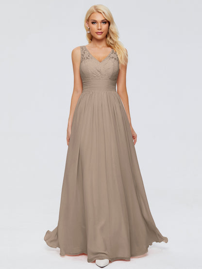 Valerie A-line V Neck Straps Chiffon Bridesmaid Dresses