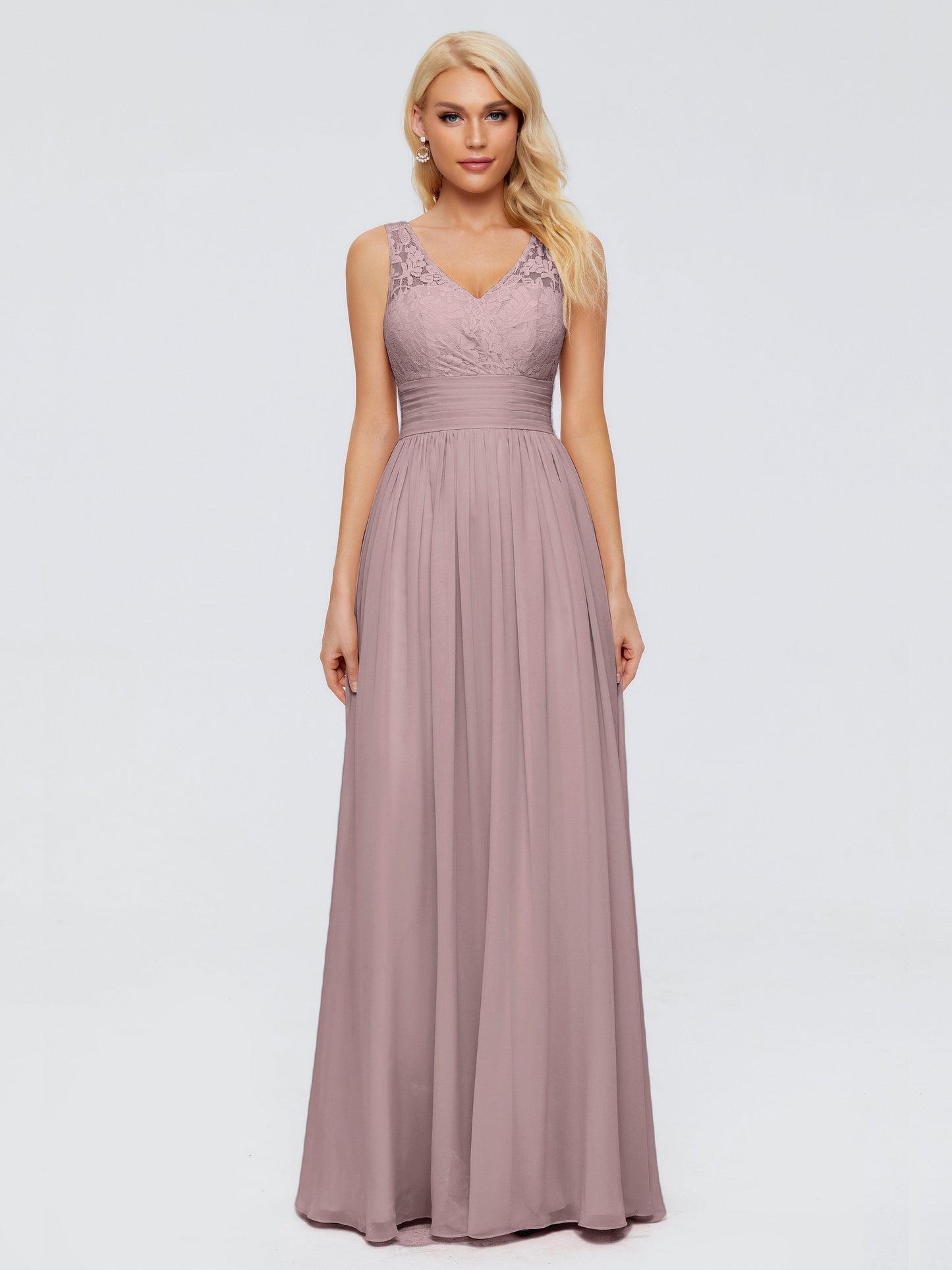Valerie A-line V Neck Straps Chiffon Bridesmaid Dresses