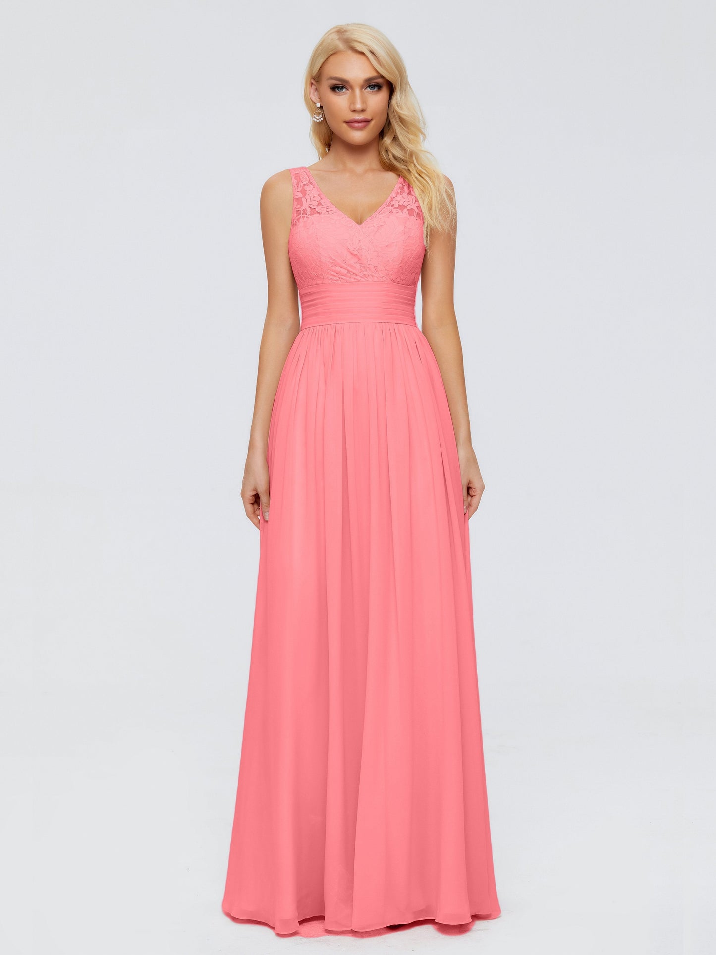 Valerie A-line V Neck Straps Chiffon Bridesmaid Dresses