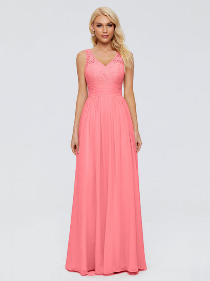 Valerie A-line V Neck Straps Chiffon Bridesmaid Dresses
