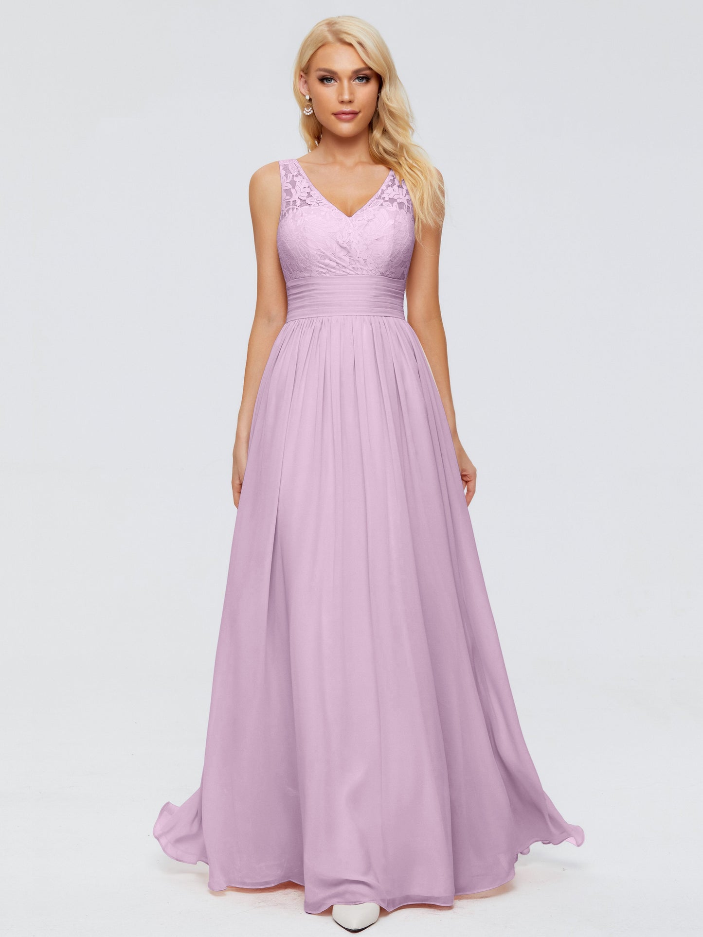 Valerie A-line V Neck Straps Chiffon Bridesmaid Dresses