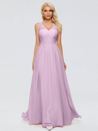 Valerie A-line V Neck Straps Chiffon Bridesmaid Dresses