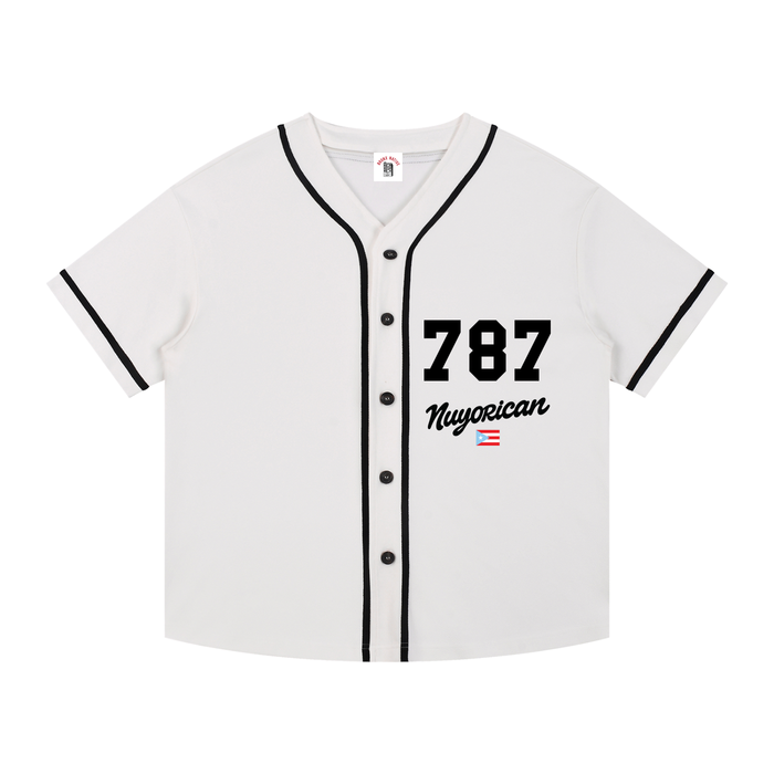 Clemente Contrast Piped Button-Up Jersey by Bronx Native - Puerto Rico Collection