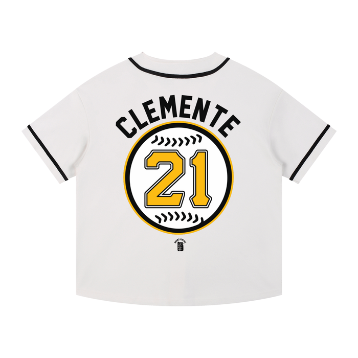 Clemente Contrast Piped Button-Up Jersey by Bronx Native - Puerto Rico Collection