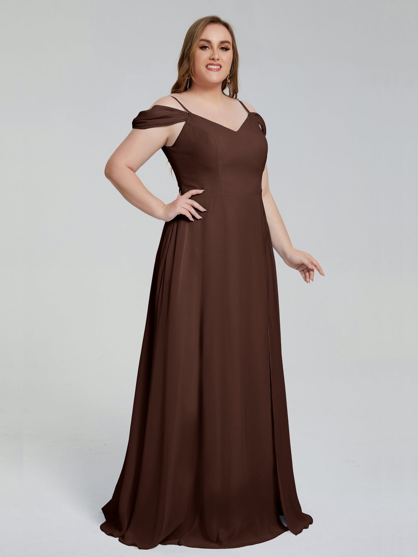 Gracie Detachable Straps Plus Size Long Bridesmaid Dresses