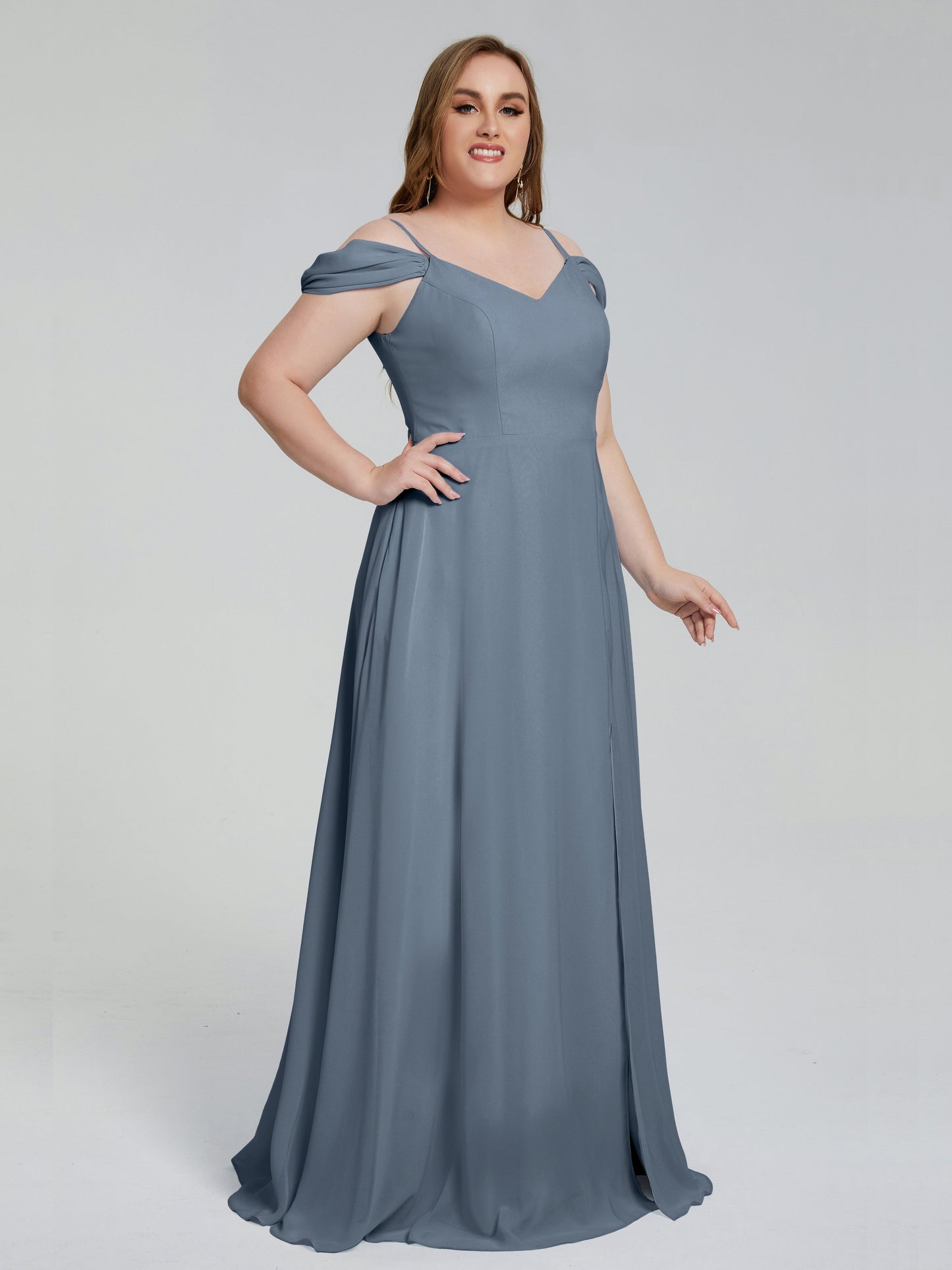Gracie Detachable Straps Plus Size Long Bridesmaid Dresses