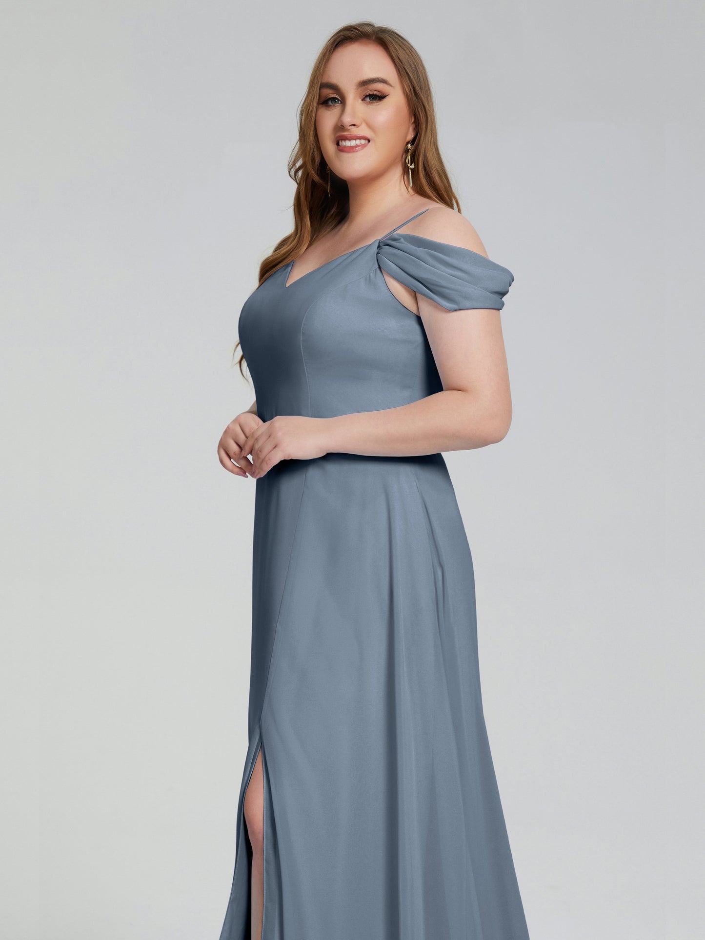Gracie Detachable Straps Plus Size Long Bridesmaid Dresses