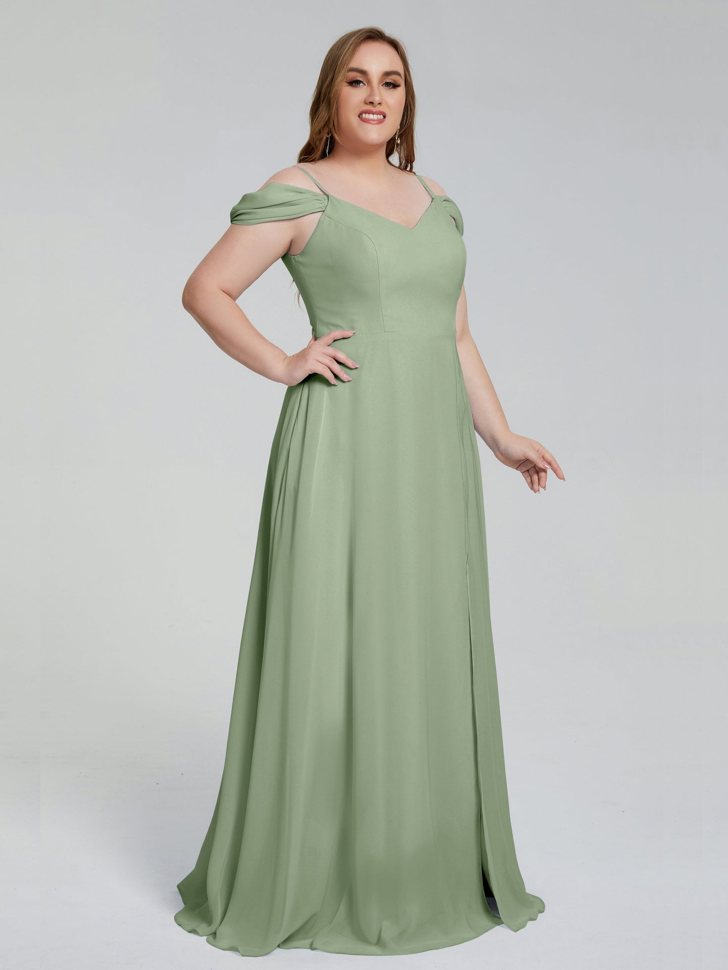 Gracie Detachable Straps Plus Size Long Bridesmaid Dresses