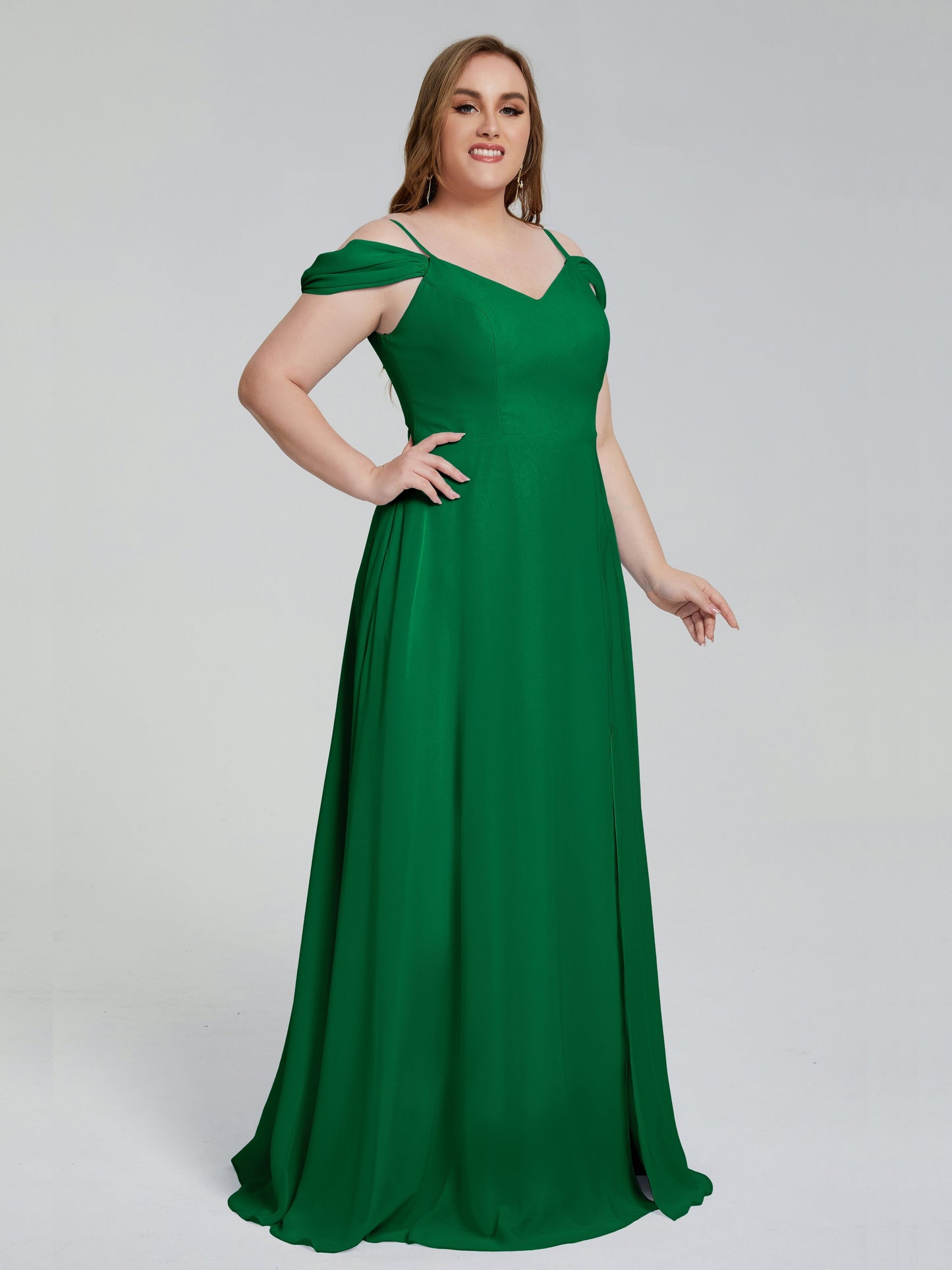 Gracie Detachable Straps Plus Size Long Bridesmaid Dresses