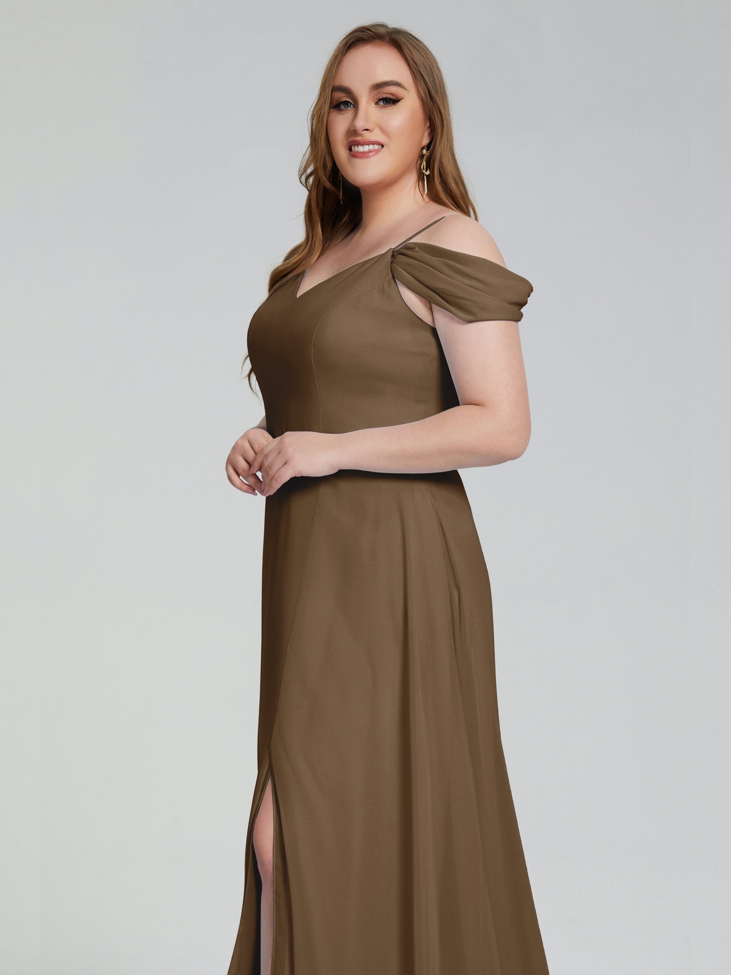 Gracie Detachable Straps Plus Size Long Bridesmaid Dresses