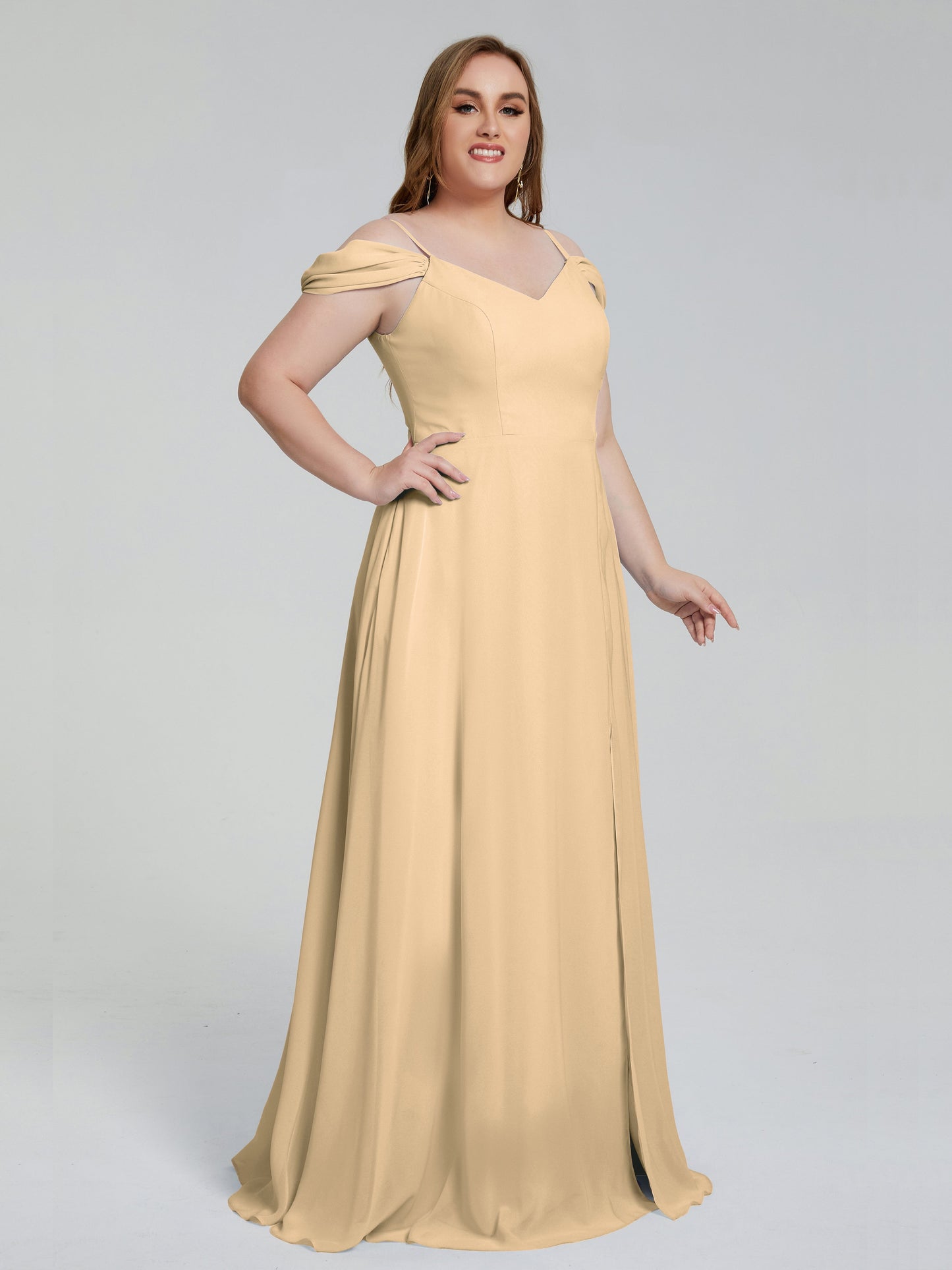 Gracie Detachable Straps Plus Size Long Bridesmaid Dresses
