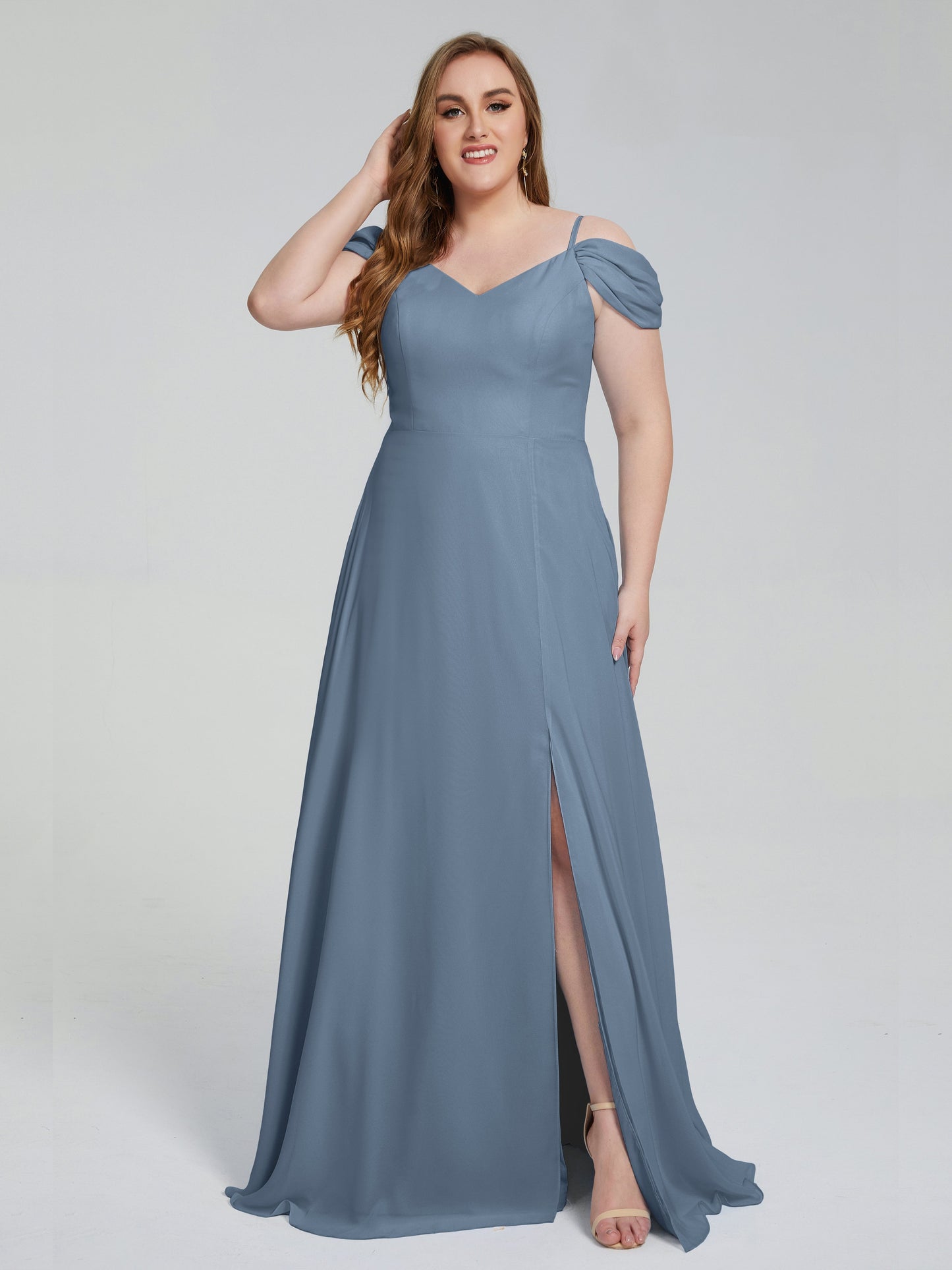 Gracie Detachable Straps Plus Size Long Bridesmaid Dresses