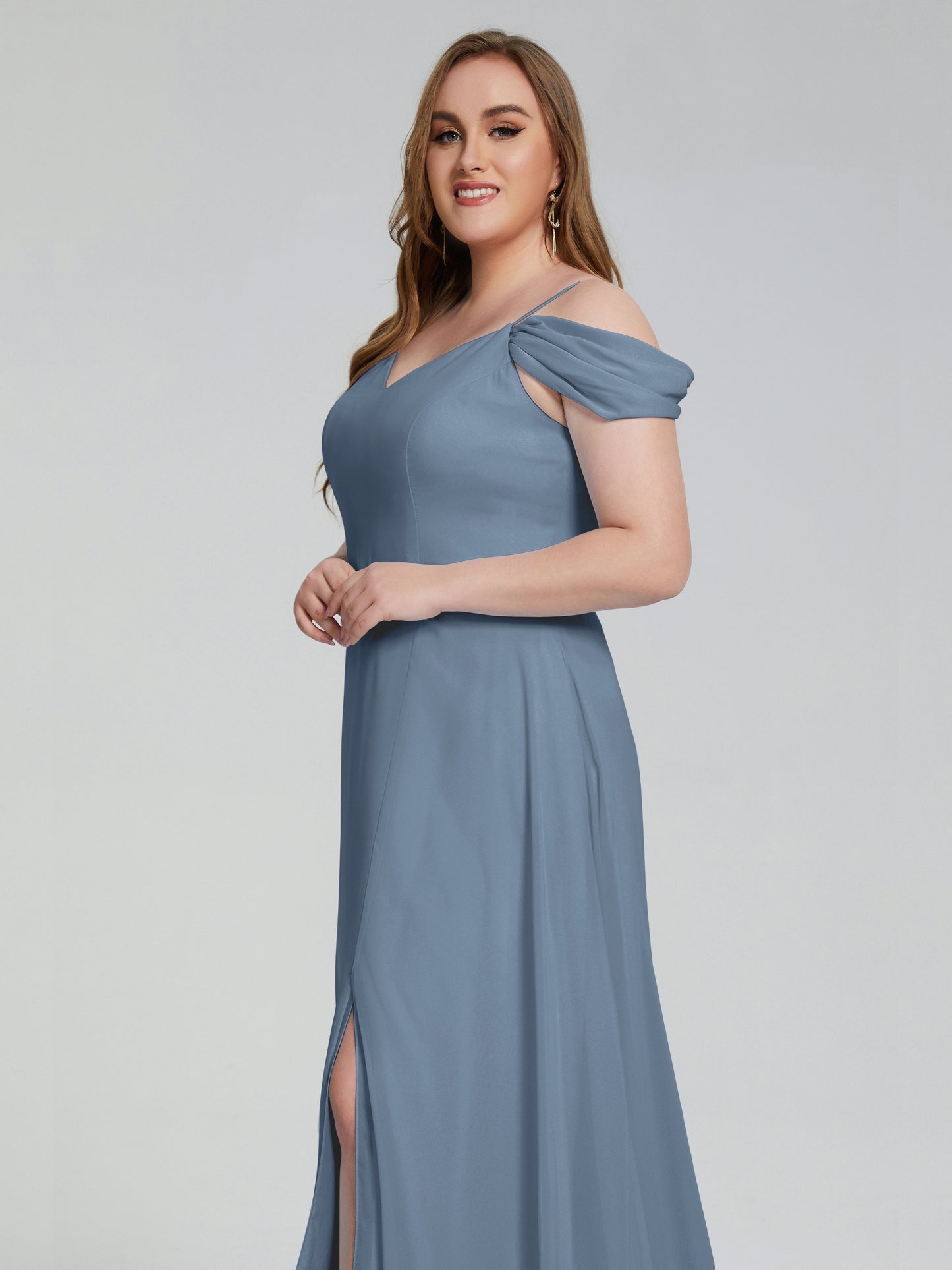 Gracie Detachable Straps Plus Size Long Bridesmaid Dresses