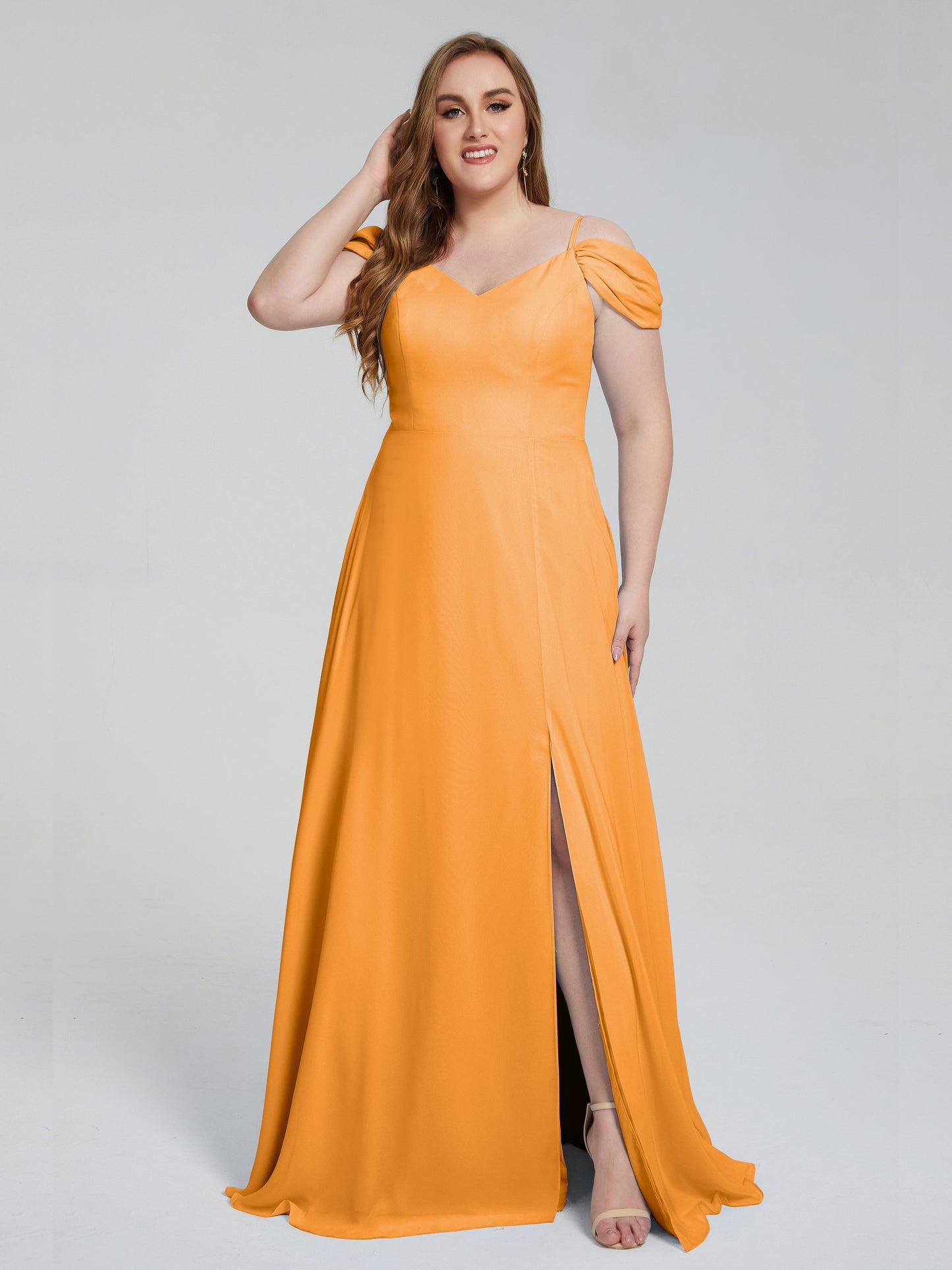 Gracie Detachable Straps Plus Size Long Bridesmaid Dresses