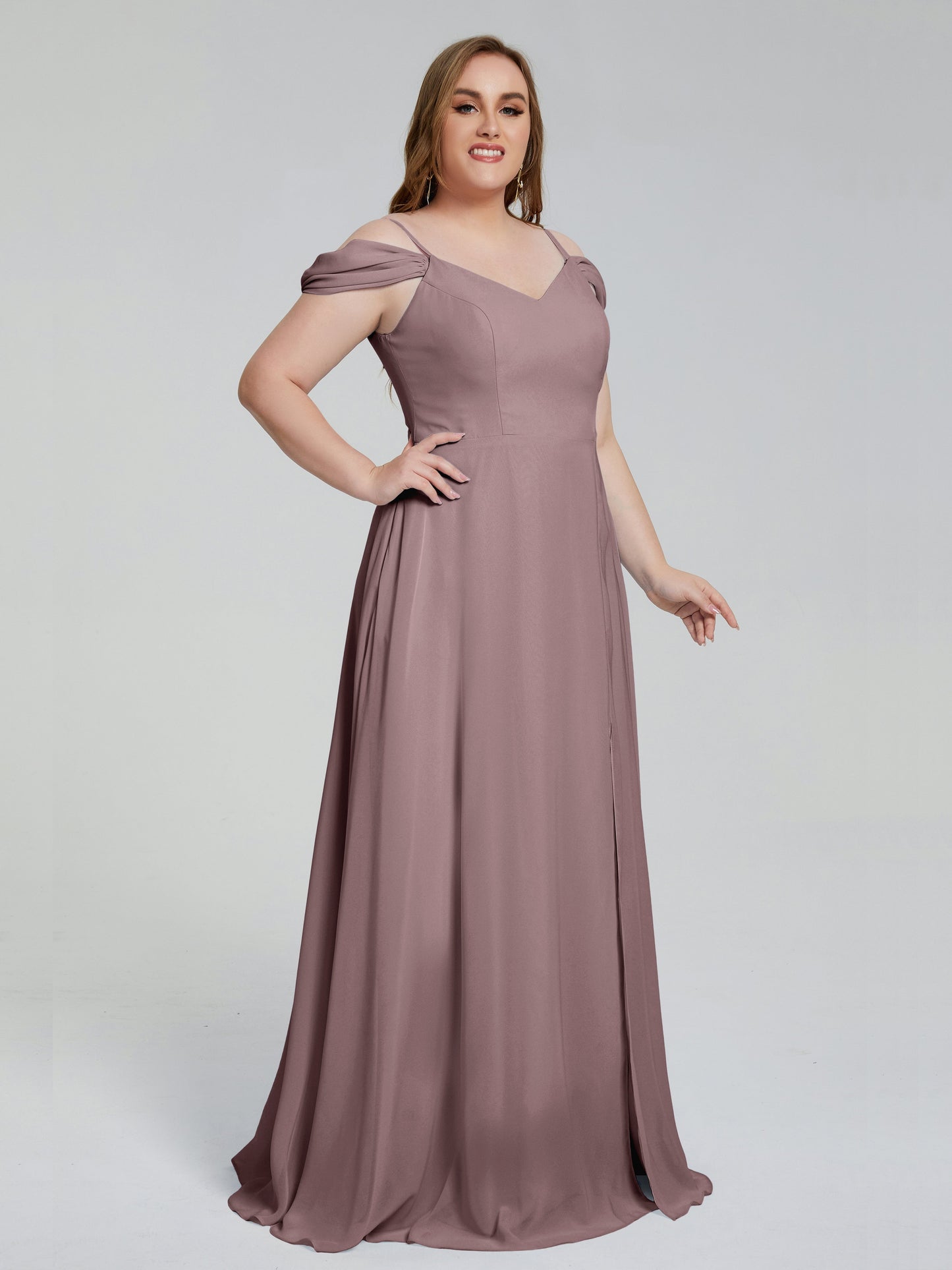 Gracie Detachable Straps Plus Size Long Bridesmaid Dresses