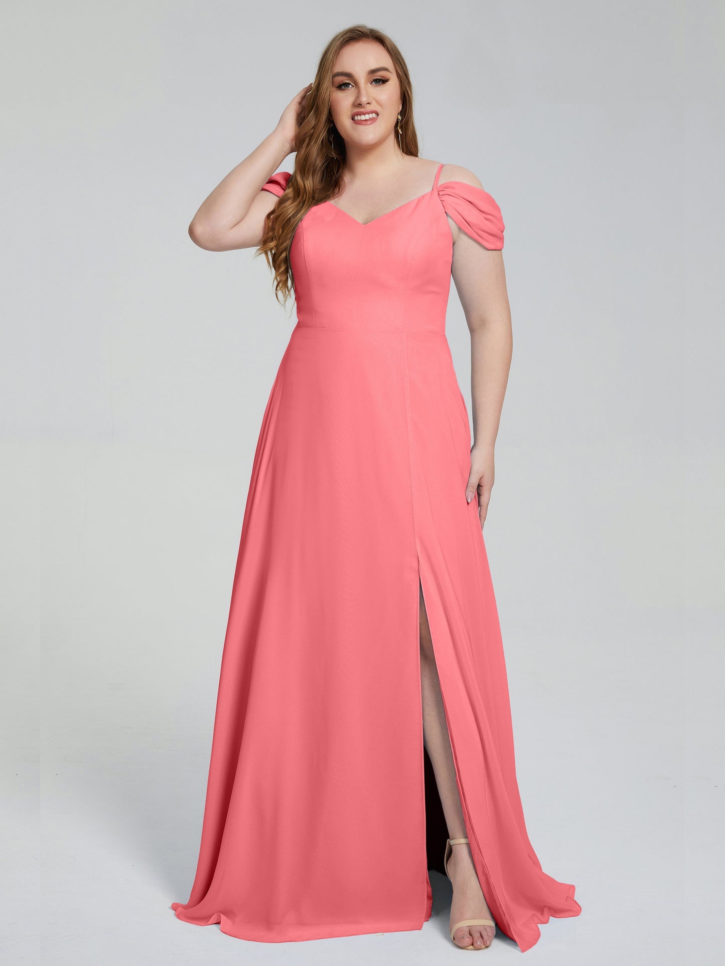 Gracie Detachable Straps Plus Size Long Bridesmaid Dresses