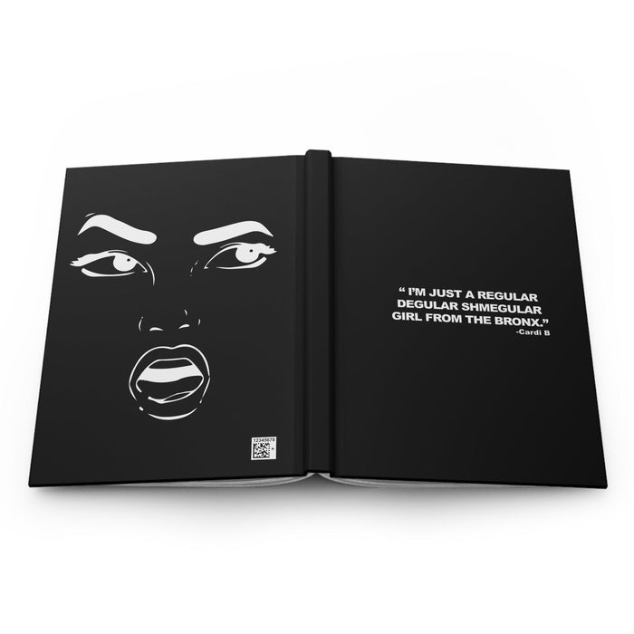 Hardcover Journal — "I’m Just a Regular Degular Shmegular Girl from the Bronx" Black Matte Notebook by Bronx Native