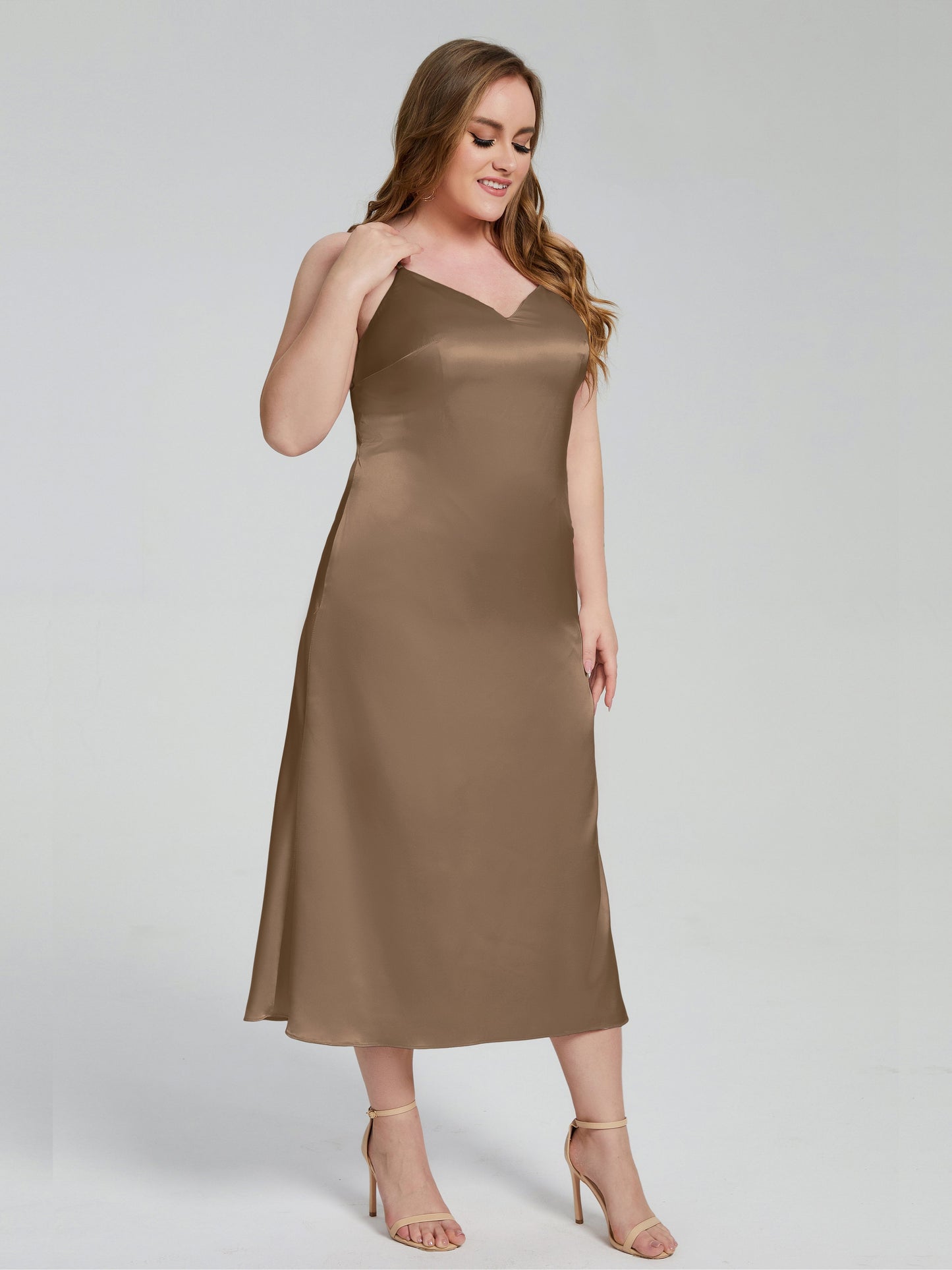 Harley Straps Plus Size Soft Satin Bridesmaid Dresses