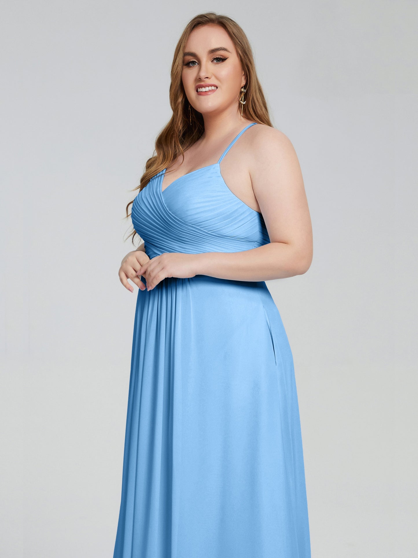Julianna Modest Spaghetti Straps Plus Size Bridesmaid Dresses