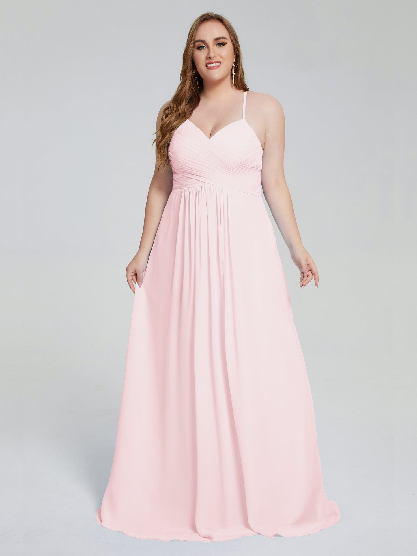 Julianna Modest Spaghetti Straps Plus Size Bridesmaid Dresses