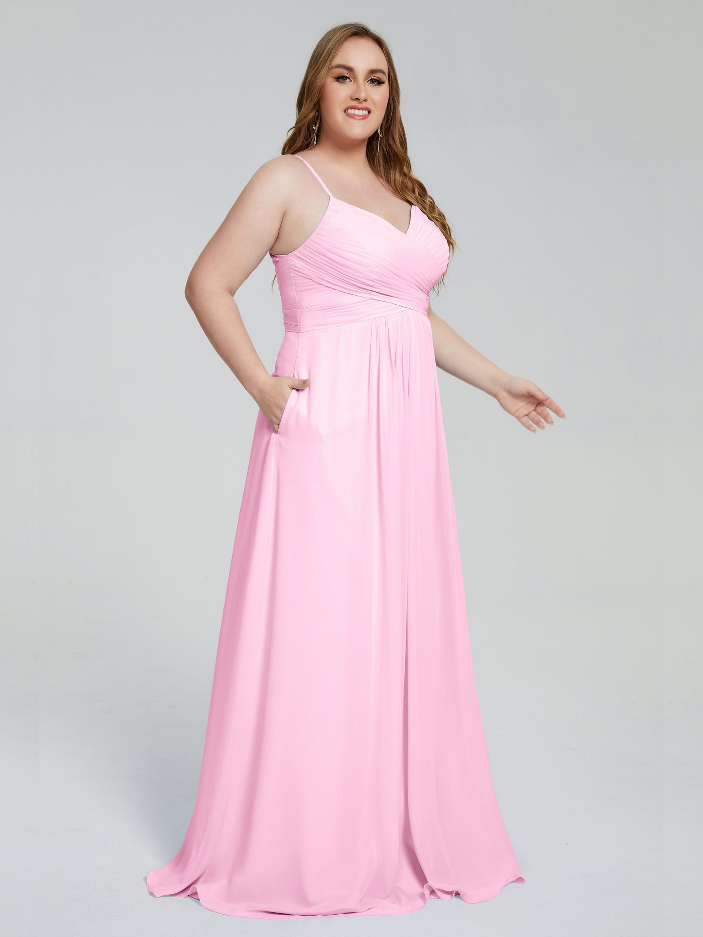 Julianna Modest Spaghetti Straps Plus Size Bridesmaid Dresses