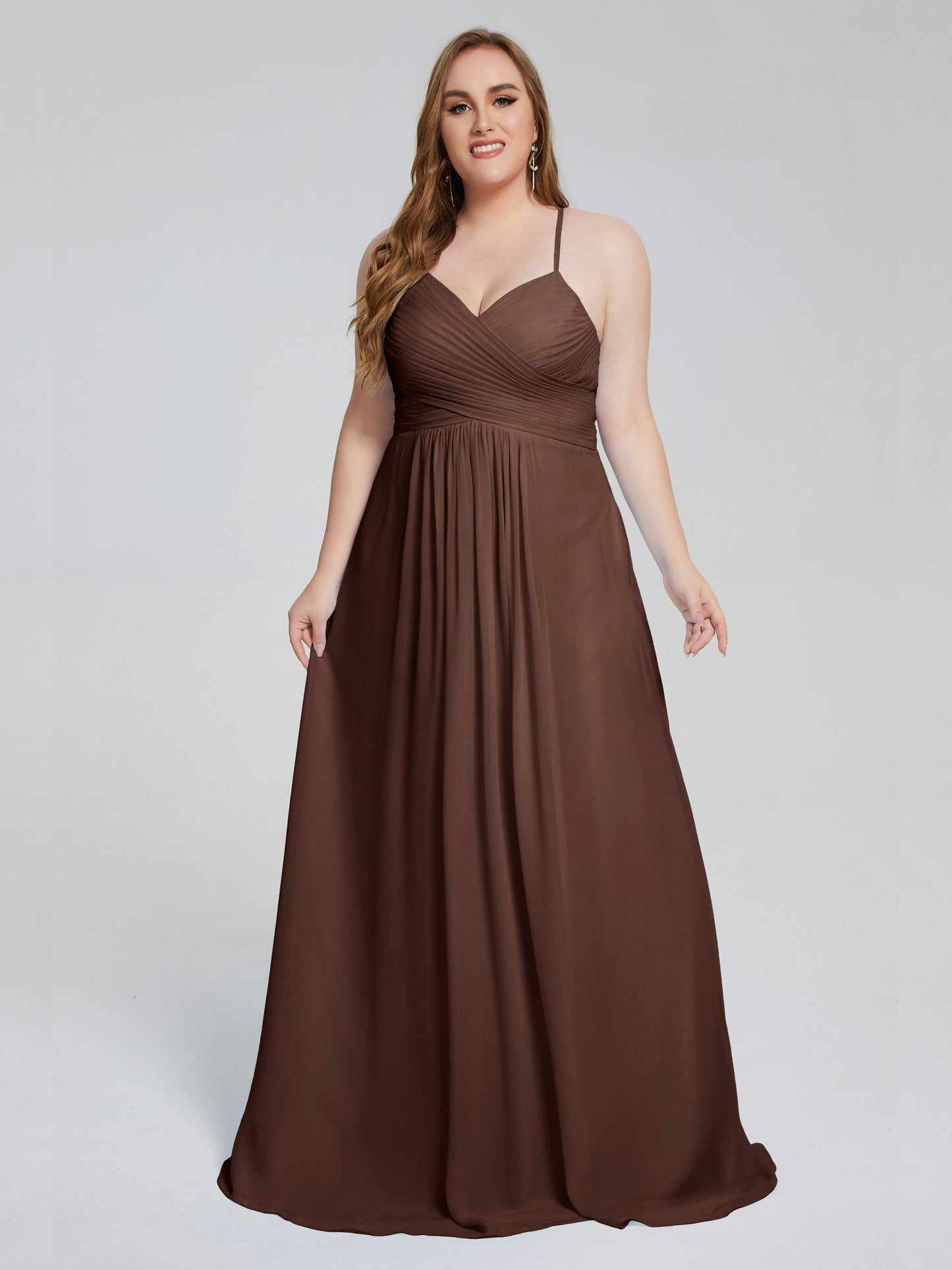 Julianna Modest Spaghetti Straps Plus Size Bridesmaid Dresses
