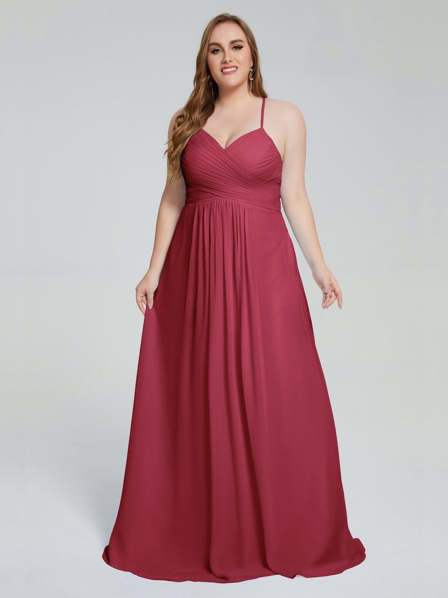 Julianna Modest Spaghetti Straps Plus Size Bridesmaid Dresses