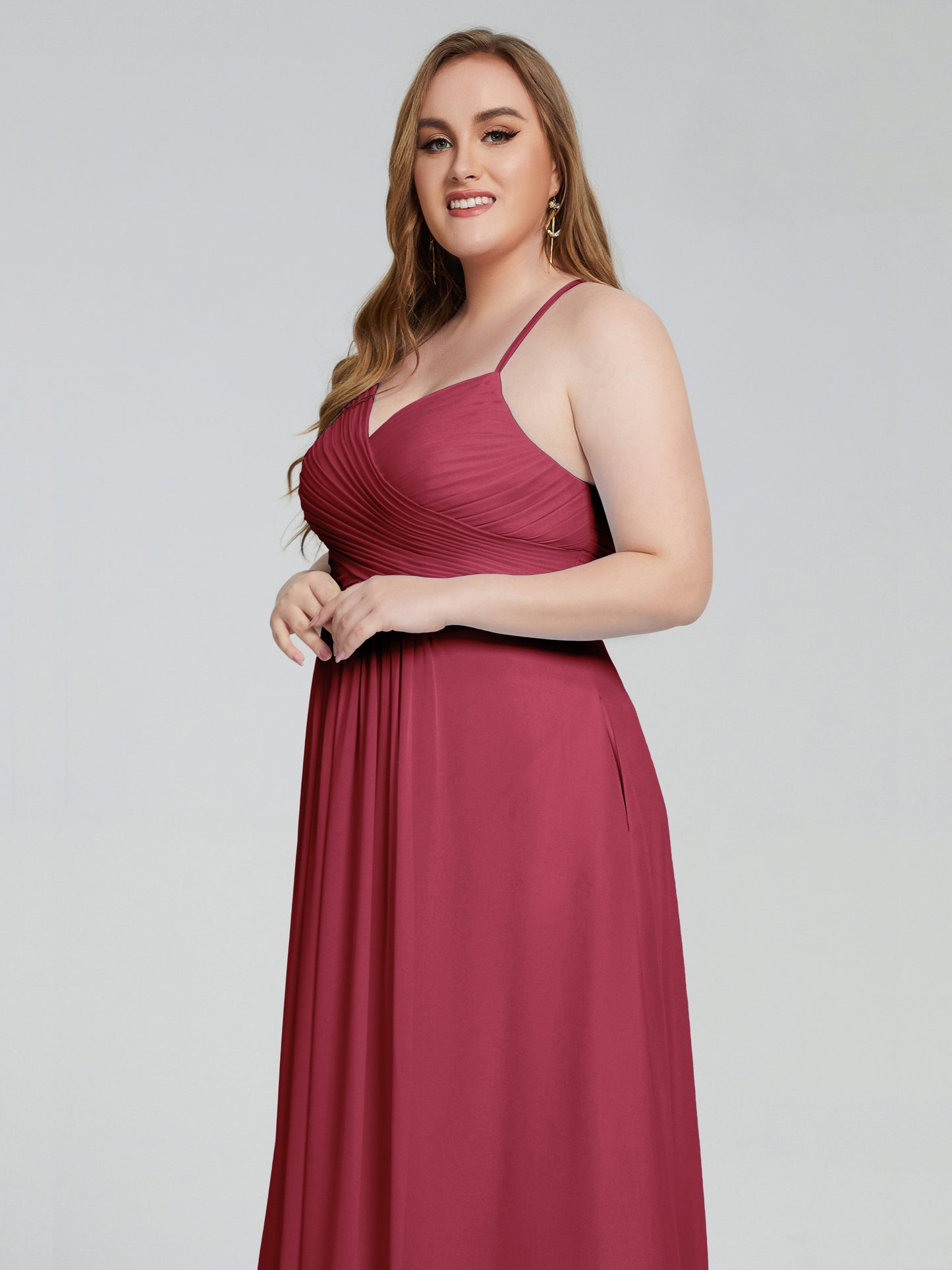 Julianna Modest Spaghetti Straps Plus Size Bridesmaid Dresses