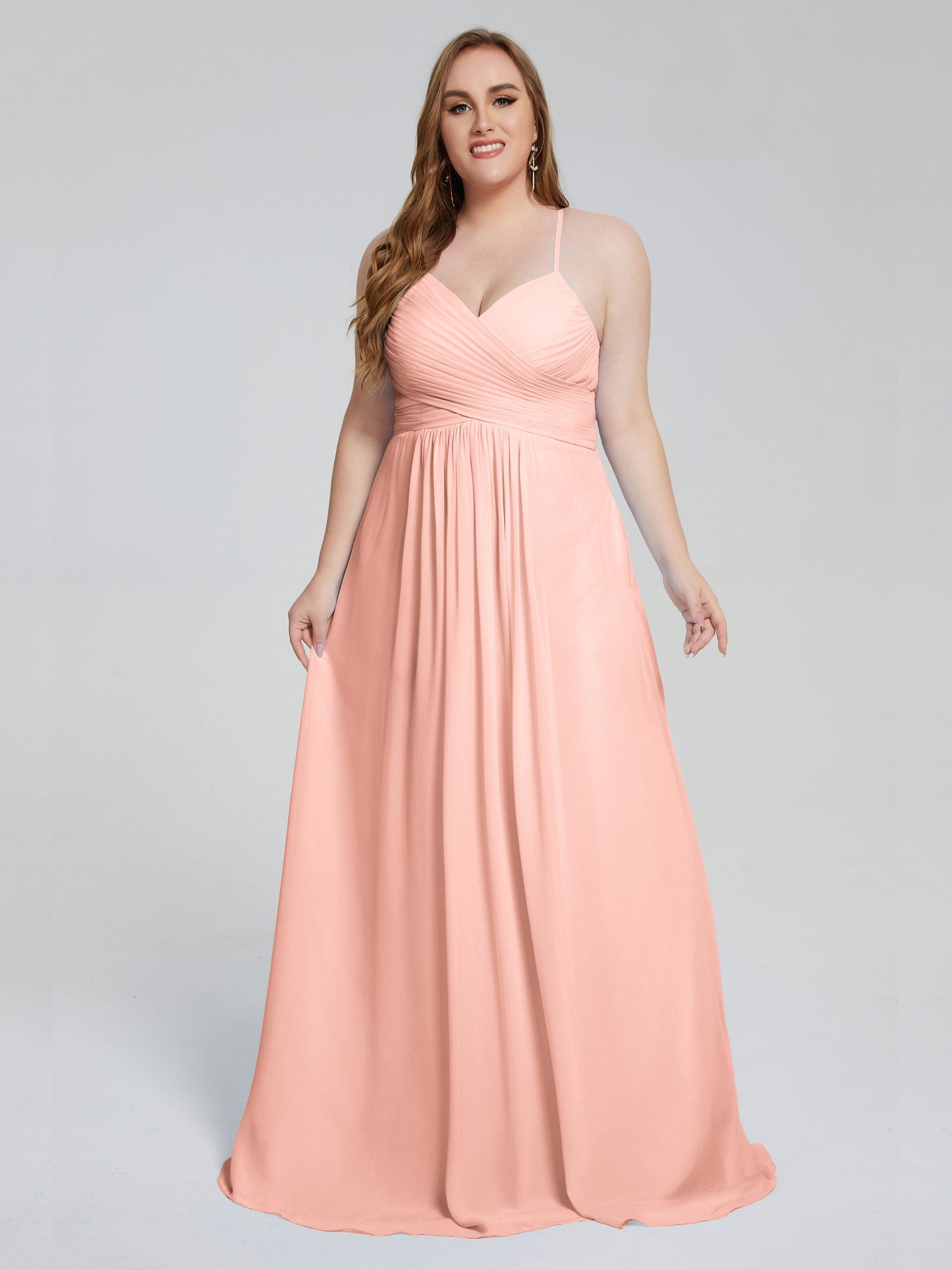 Julianna Modest Spaghetti Straps Plus Size Bridesmaid Dresses