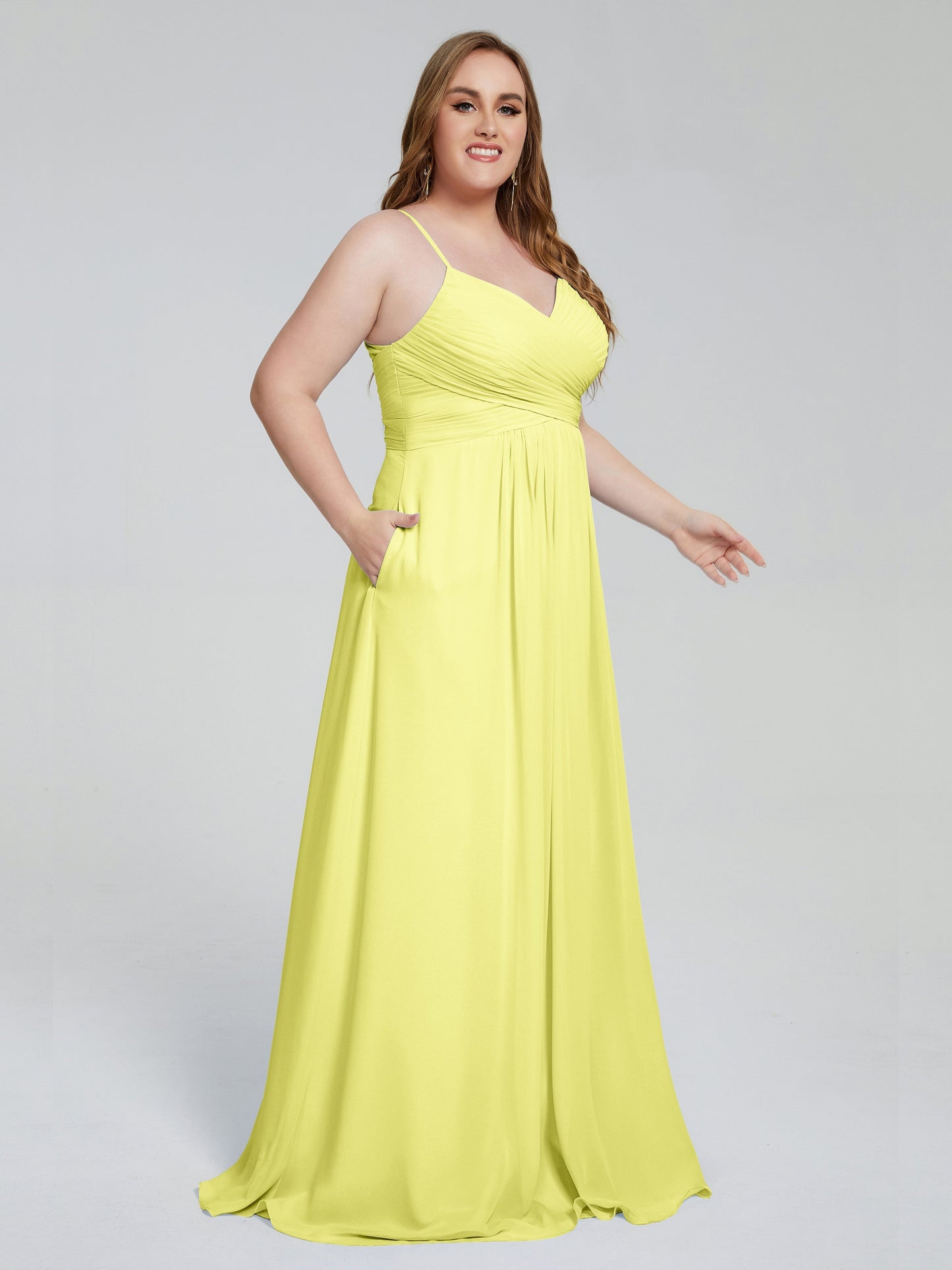 Julianna Modest Spaghetti Straps Plus Size Bridesmaid Dresses