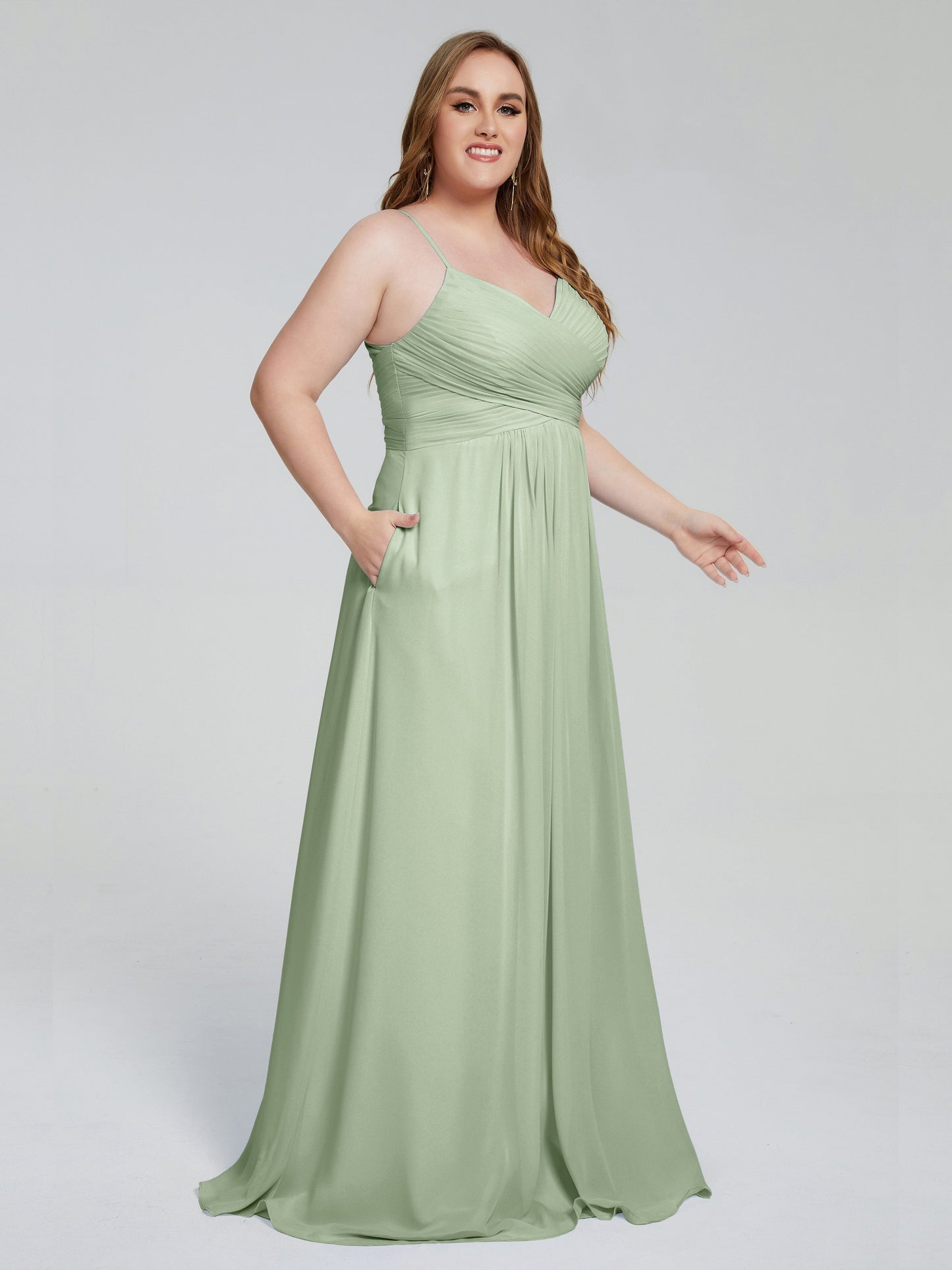 Julianna Modest Spaghetti Straps Plus Size Bridesmaid Dresses