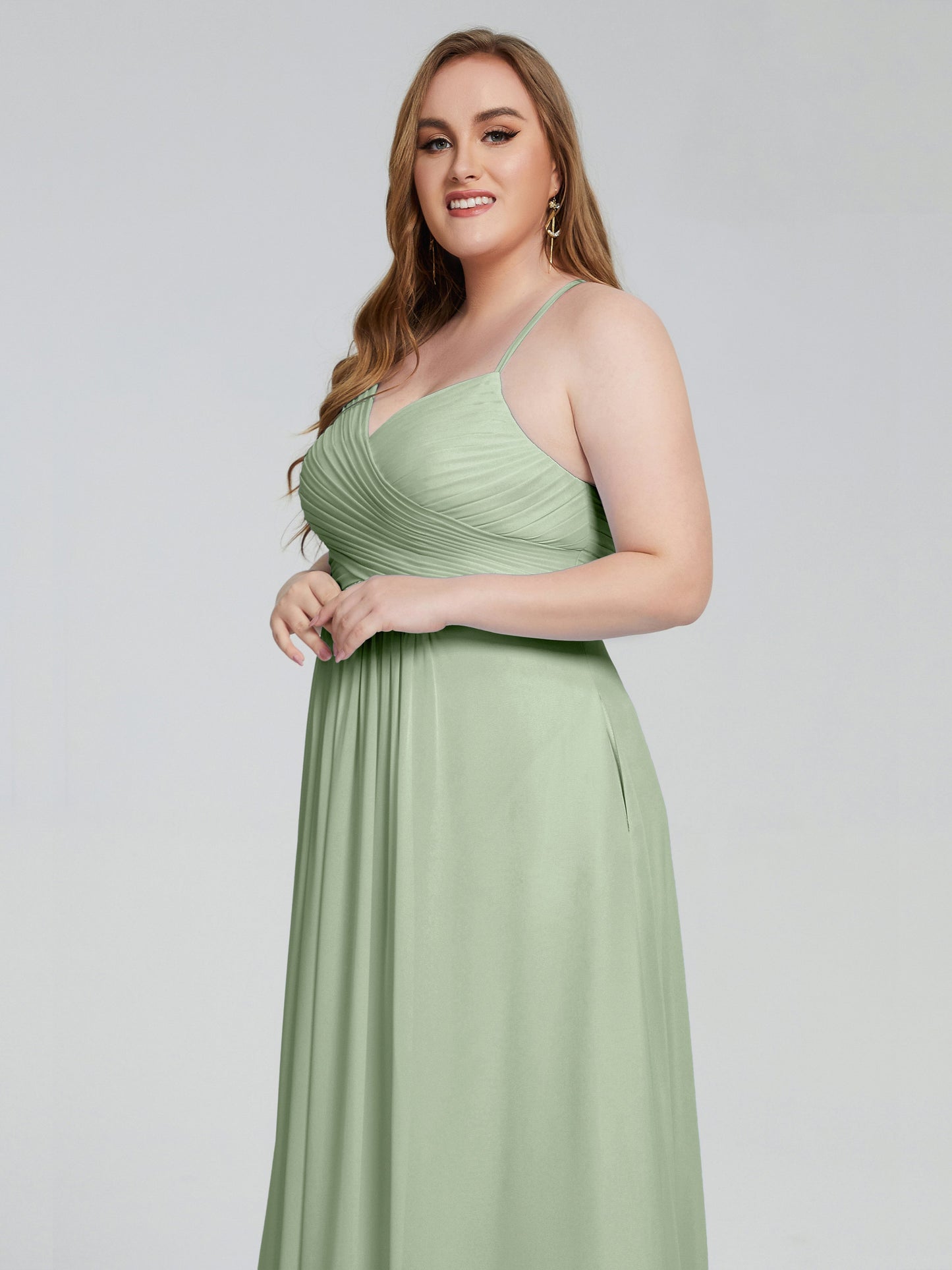 Julianna Modest Spaghetti Straps Plus Size Bridesmaid Dresses