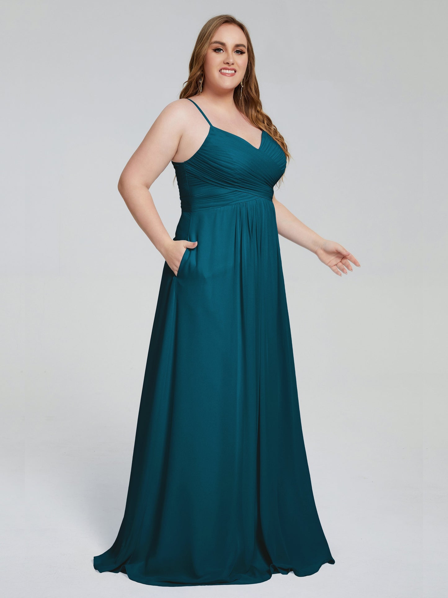 Julianna Modest Spaghetti Straps Plus Size Bridesmaid Dresses