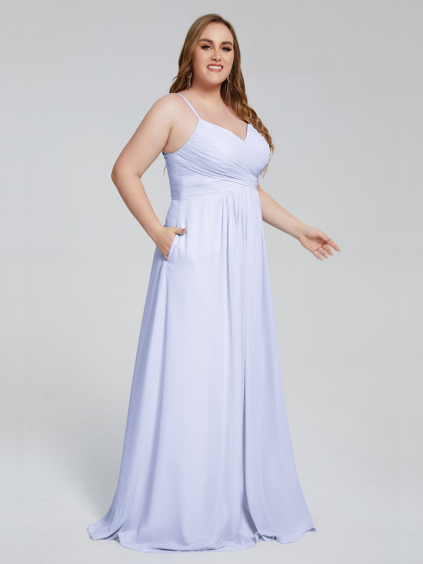 Julianna Modest Spaghetti Straps Plus Size Bridesmaid Dresses